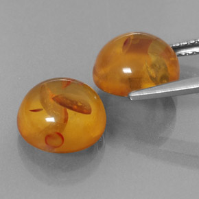 カラットの天然イエローオレンジ琥珀（アンバー）（9.53 mm・透明）