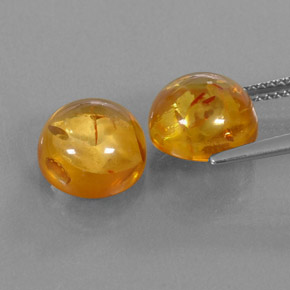 カラットの天然イエローオレンジ琥珀（アンバー）（9.48 mm・透明）