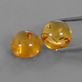 カラットの天然イエローオレンジ琥珀（アンバー）（9.56 mm・透明）