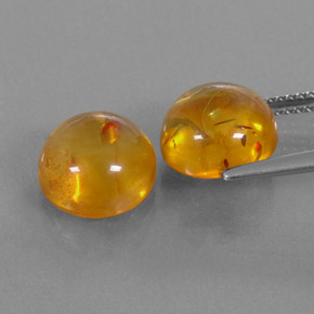 カラットの天然イエローオレンジ琥珀（アンバー）（9.56 mm・透明）