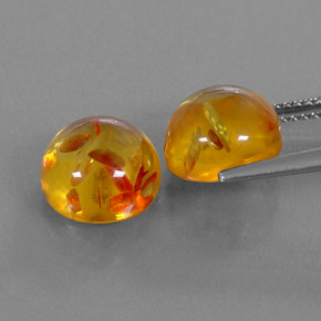 カラットの天然イエローオレンジ琥珀（アンバー）（9.64 mm・透明）