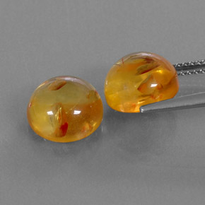 カラットの天然イエローオレンジ琥珀（アンバー）（9.60 mm・透明）