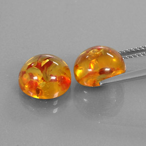 カラットの天然イエローオレンジ琥珀（アンバー）（9.49 mm・透明）