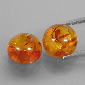 カラットの天然イエローオレンジ琥珀（アンバー）（9.60 mm・透明）