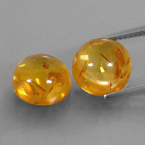 カラットの天然イエローオレンジ琥珀（アンバー）（9.64 mm・透明）