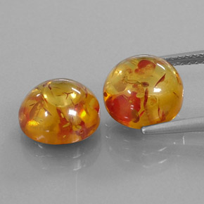 カラットの天然イエローオレンジ琥珀（アンバー）（9.32 mm・透明）