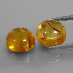 カラットの天然イエローオレンジ琥珀（アンバー）（9.65 mm・透明）