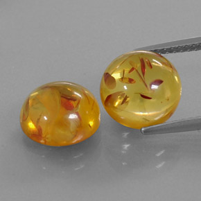 カラットの天然イエローオレンジ琥珀（アンバー）（9.44 mm・透明）