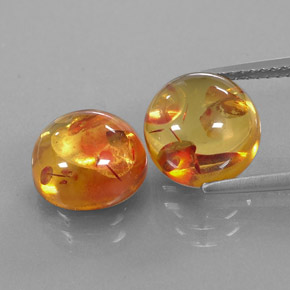 カラットの天然イエローオレンジ琥珀（アンバー）（9.52 mm・透明）