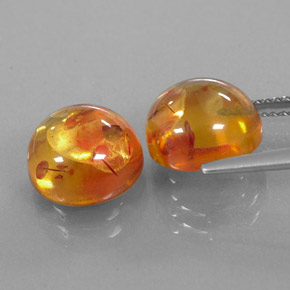 カラットの天然イエローオレンジ琥珀（アンバー）（9.52 mm・透明）
