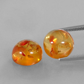 カラットの天然イエローオレンジ琥珀（アンバー）（9.56 mm・透明）