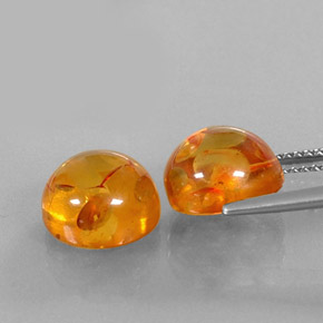 カラットの天然イエローオレンジ琥珀（アンバー）（9.63 mm・透明）
