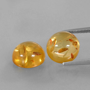 カラットの天然イエローオレンジ琥珀（アンバー）（9.58 mm・透明）