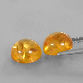 カラットの天然イエローオレンジ琥珀（アンバー）（9.58 mm・透明）