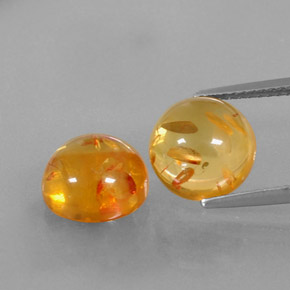 カラットの天然イエローオレンジ琥珀（アンバー）（9.57 mm・透明）