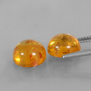 カラットの天然イエローオレンジ琥珀（アンバー）（9.57 mm・透明）