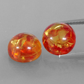 カラットの天然オレンジ琥珀（アンバー）（9.44 mm・透明）