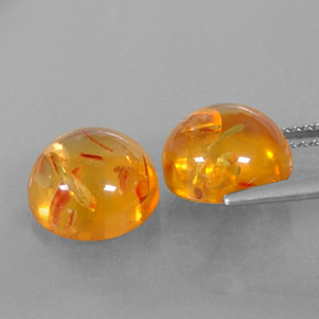 カラットの天然イエローオレンジ琥珀（アンバー）（9.63 mm・透明）