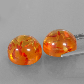カラットの天然イエローオレンジ琥珀（アンバー）（9.48 mm・透明）