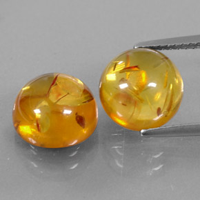 カラットの天然イエローオレンジ琥珀（アンバー）（9.48 mm・透明）
