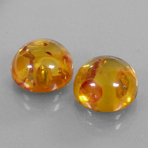 カラットの天然イエローオレンジ琥珀（アンバー）（9.58 mm・透明）