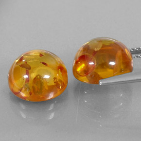 カラットの天然イエローオレンジ琥珀（アンバー）（9.58 mm・透明）