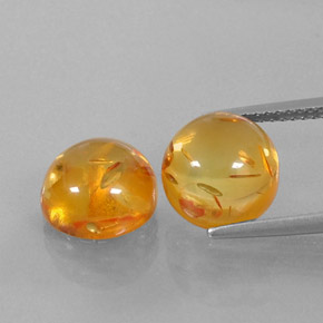 カラットの天然イエローオレンジ琥珀（アンバー）（9.62 mm・透明）