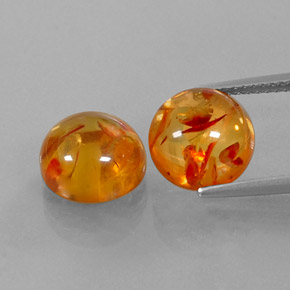 カラットの天然イエローオレンジ琥珀（アンバー）（9.54 mm・透明）