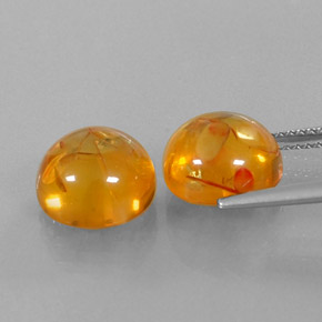 カラットの天然イエローオレンジ琥珀（アンバー）（9.59 mm・透明）