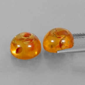 カラットの天然イエローオレンジ琥珀（アンバー）（9.52 mm・透明）