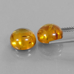カラットの天然イエローオレンジ琥珀（アンバー）（9.35 mm・透明）