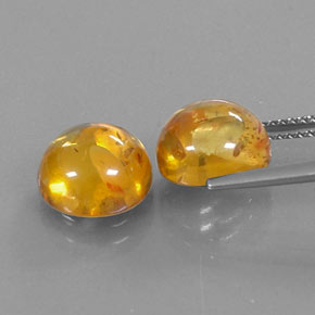 カラットの天然イエローオレンジ琥珀（アンバー）（9.62 mm・透明）