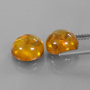 カラットの天然イエローオレンジ琥珀（アンバー）（9.63 mm・透明）