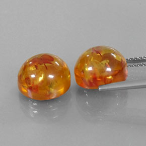 カラットの天然イエローオレンジ琥珀（アンバー）（9.55 mm・透明）