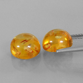 カラットの天然イエローオレンジ琥珀（アンバー）（9.64 mm・透明）