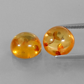 カラットの天然イエローオレンジ琥珀（アンバー）（9.58 mm・透明）