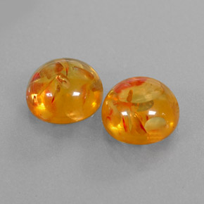 カラットの天然イエローオレンジ琥珀（アンバー）（9.56 mm・透明）