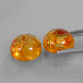 カラットの天然イエローオレンジ琥珀（アンバー）（9.56 mm・透明）