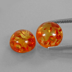 カラットの天然イエローオレンジ琥珀（アンバー）（9.38 mm・透明）
