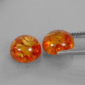 カラットの天然イエローオレンジ琥珀（アンバー）（9.38 mm・透明）