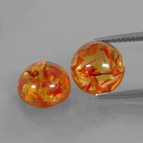 カラットの天然イエローオレンジ琥珀（アンバー）（9.38 mm・透明）