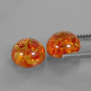 カラットの天然イエローオレンジ琥珀（アンバー）（9.38 mm・透明）