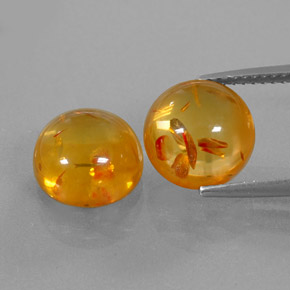 カラットの天然イエローオレンジ琥珀（アンバー）（9.47 mm・透明）