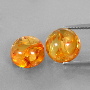カラットの天然イエローオレンジ琥珀（アンバー）（9.58 mm・透明）