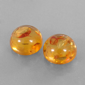 カラットの天然イエローオレンジ琥珀（アンバー）（9.55 mm・透明）