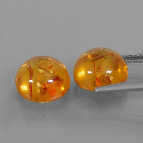 カラットの天然イエローオレンジ琥珀（アンバー）（9.58 mm・透明）