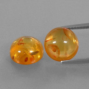 カラットの天然イエローオレンジ琥珀（アンバー）（9.68 mm・透明）