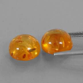 カラットの天然イエローオレンジ琥珀（アンバー）（9.68 mm・透明）