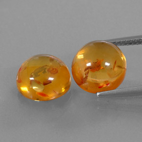 カラットの天然イエローオレンジ琥珀（アンバー）（9.48 mm・透明）