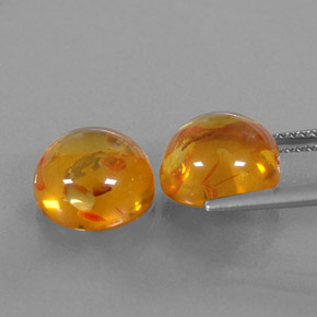 カラットの天然イエローオレンジ琥珀（アンバー）（9.48 mm・透明）